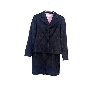Sag Harbor Womens Black Pinstripe Skirt Suit Size 8 Two-Piece Set
